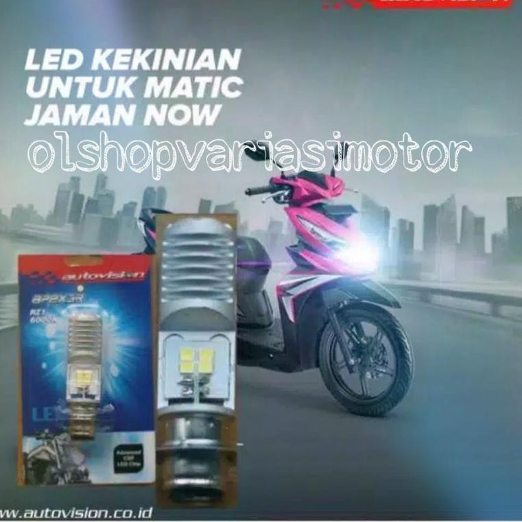 [KODE BARANG 4344] Lampu LED Motor AUTOVISION Honda Beat F1 Putih Bohlam RZ1 Hrs 6Bln variasi motor