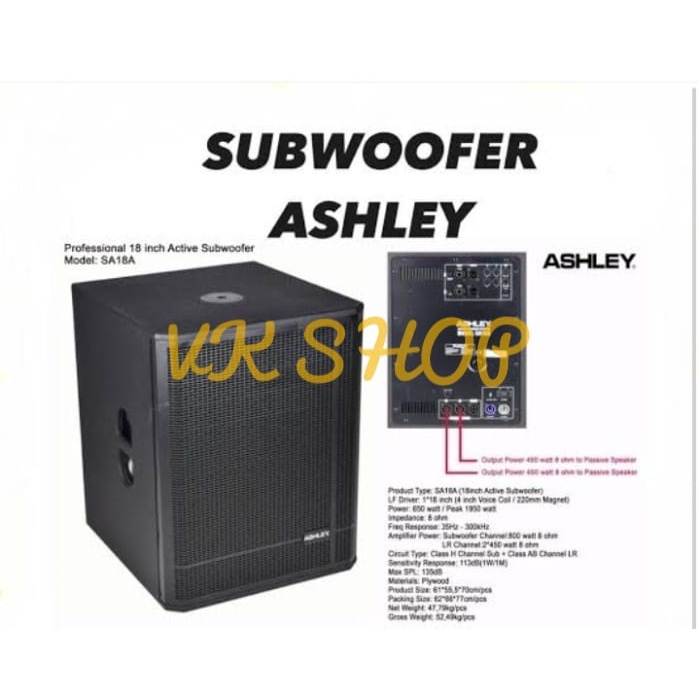 SUBWOOFER AKTIF ASHLEY SA 18 A / SA18A / SA-18A ORIGINAL 18INCH