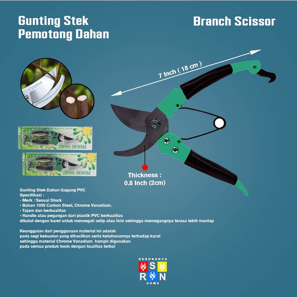 Gunting Stek Rumput Dahan dan Tanaman Murah Pemotong Pruning Sheer Resonance Home