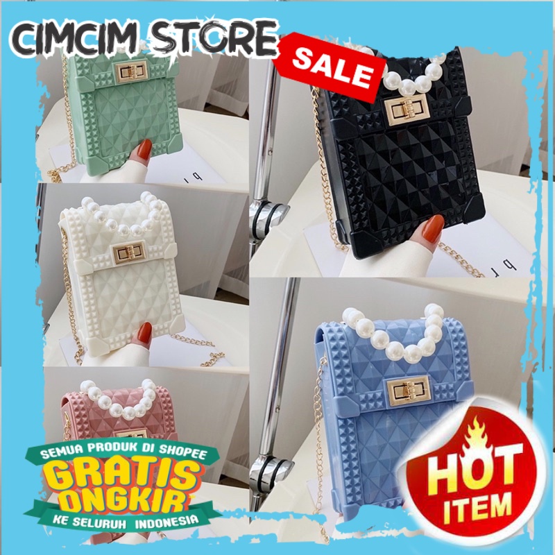 TAS KEKINIAN TERBARU TERMURAH / HOTSALETAS JELLY MUTIARA BAG HP SLINGBAG IMPORT WANITA KONDANGAN HAN