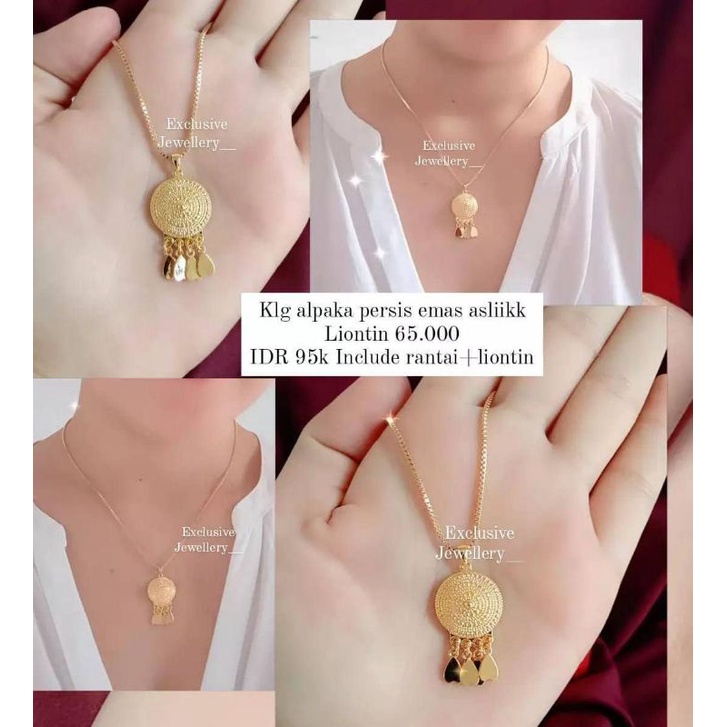 Kalung alpaka lapis emas