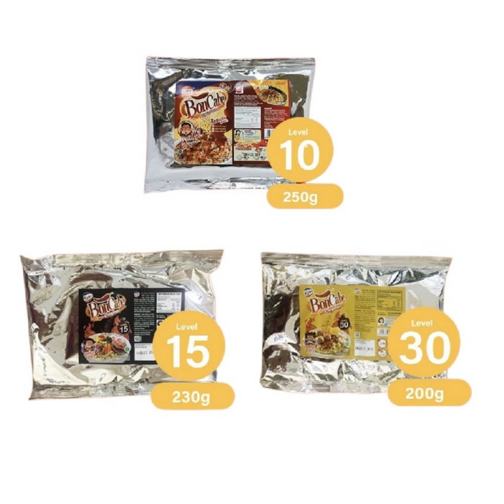 

Boncabe Bubuk Cabe Level 10 250gr / Level 15 230gr / Level 30 200gr / Level 50 200gr