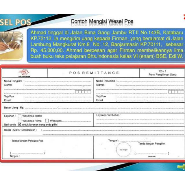 

1 LEMBAR POS REMITTANCE WESEL ASLI