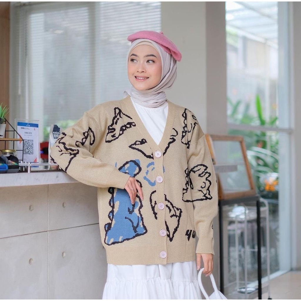 KNIT PREMIUM CARDY DINO | KARDIGAN DINO RAJUT HALUS KOMPUTER (MRJ)