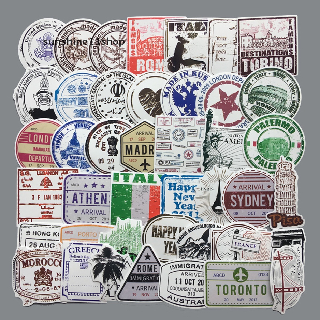 Sho 60pcs / lot Stiker Motif Tiket Pesawat Terbang Retro Untuk Dekorasi Koper