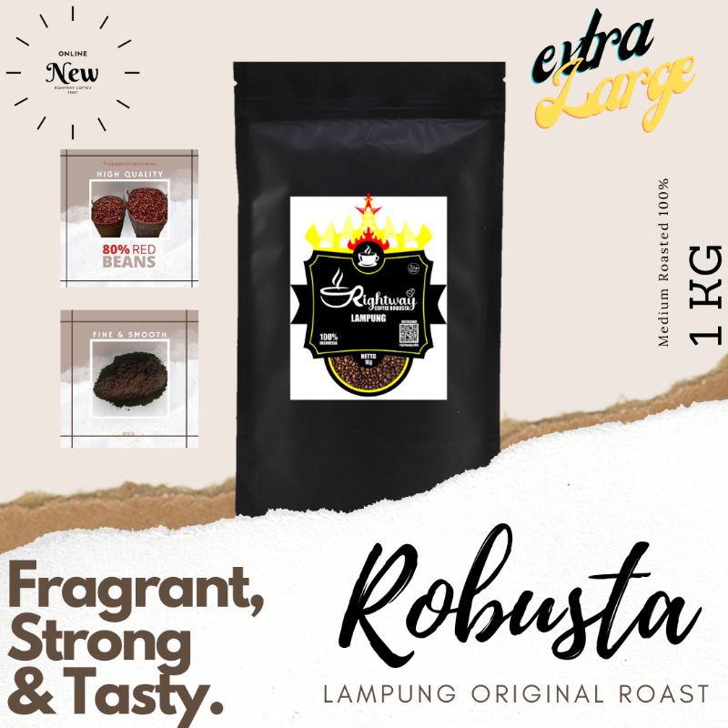 

Kopi Robusta Asli Lampung Kab.Way Kanan (Medium Roast) Bubuk 1Kg