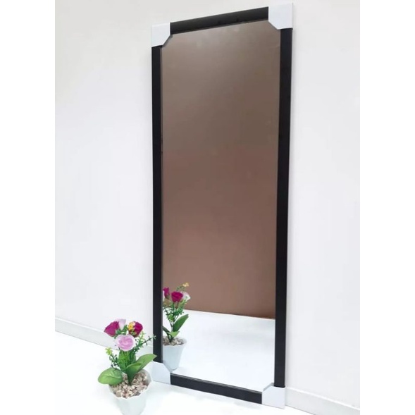 Cermin Dinding Minimalis Kaca Cermin Gantung full badan 95 X 35-Hitam