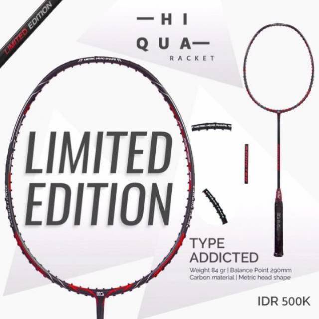 FREE ISO 66 Raket Hiqua Limited Edition Addicted LTJ Raket Badminton