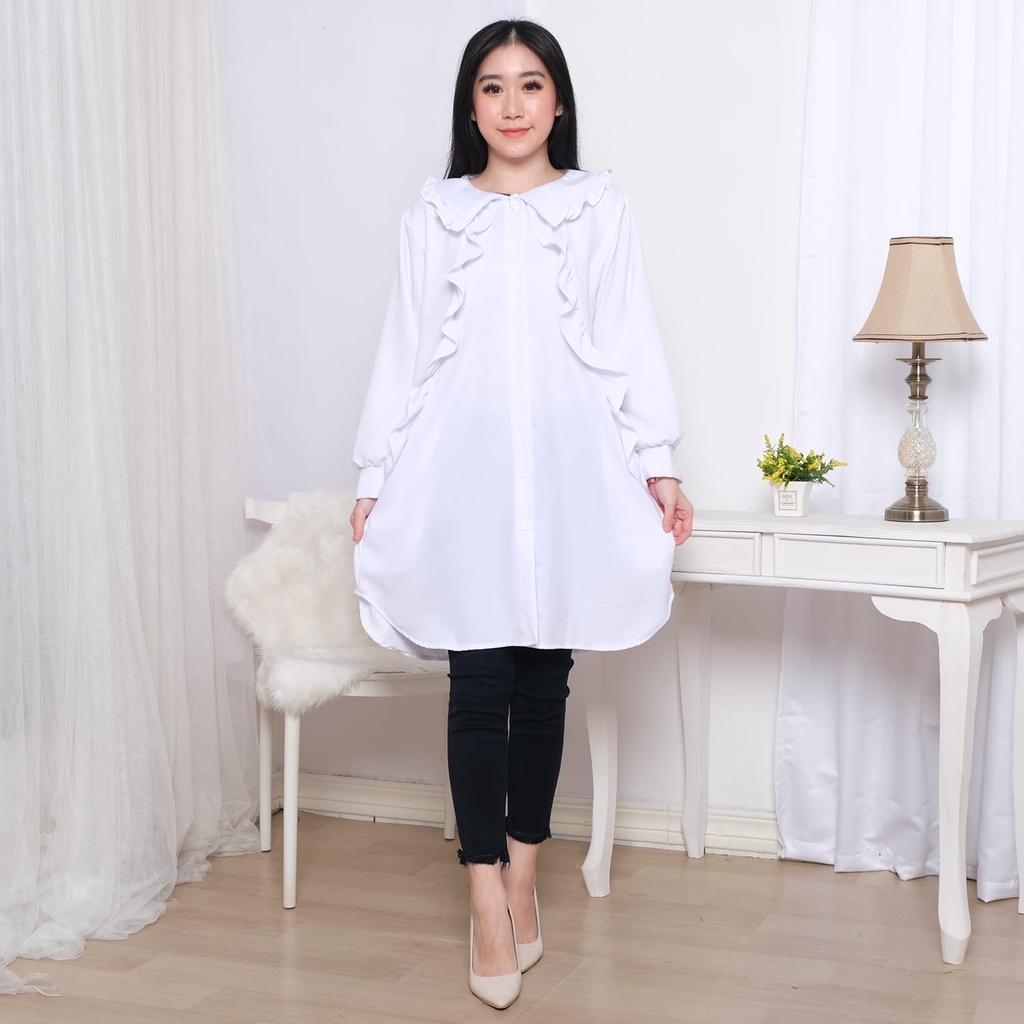 Clachella Baju Tunik Motif Polos, Baju Atasan Wanita T1B8098