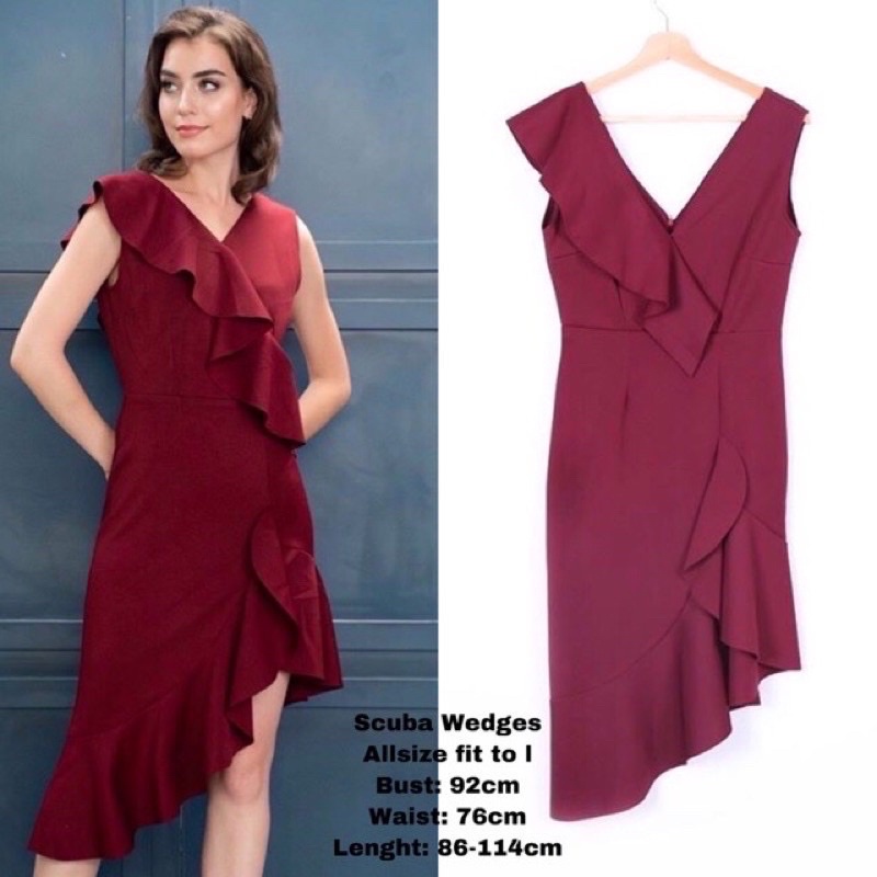 Dress Longdress Party Maroon Polos