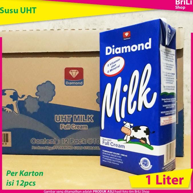 

BISA BAYAR DITEMPAT Susu UHT Diamond Full Cream 1 liter Karton Plain Dus isi 12