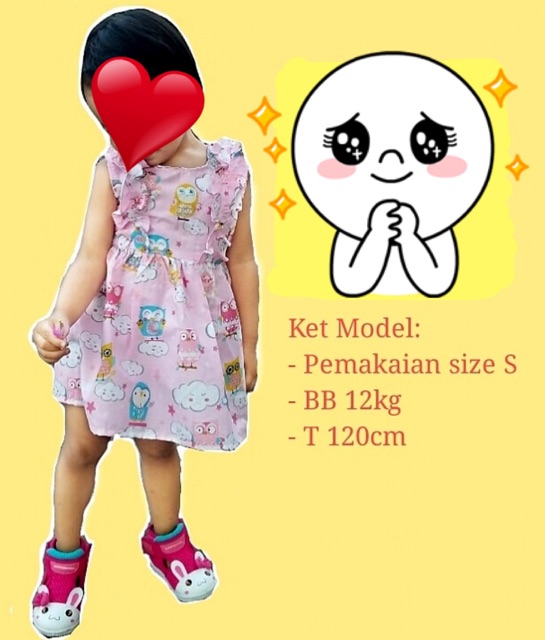 Dress anak katun catra lucu dengan resleting di punggung