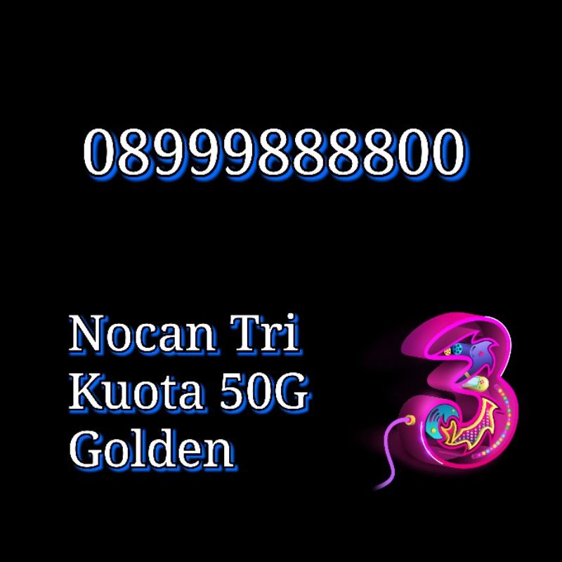 NOCAN Nomor Cantik 11 Digit terdiri dari angka 0, 8 & 9 Kartu Perdana 3 Tri Three 4G LTE Kuota 50GB 