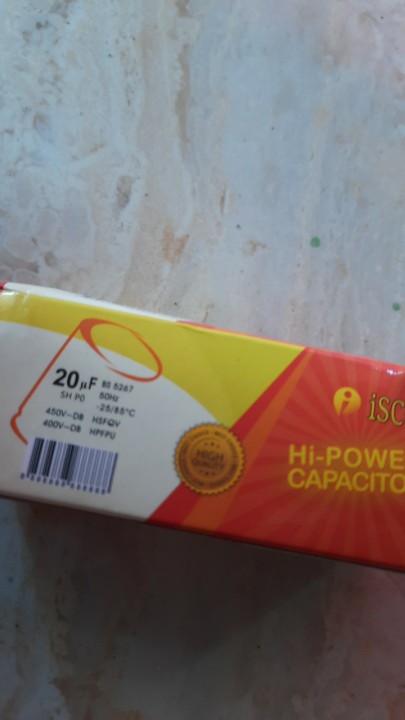 Kapasitor Bulat Isco 20 Uf / Capasitor Pompa Air 20 Mikro