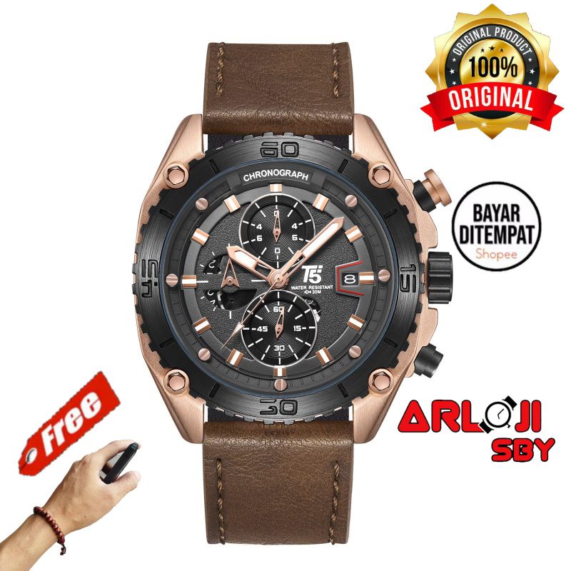 JAM TANGAN PRIA T5 H 3879 CHRONOGRAPH T5 H3879 ORIGINAL FREE BOX PAPPER BAG FREE GELANG TANGAN KAYU