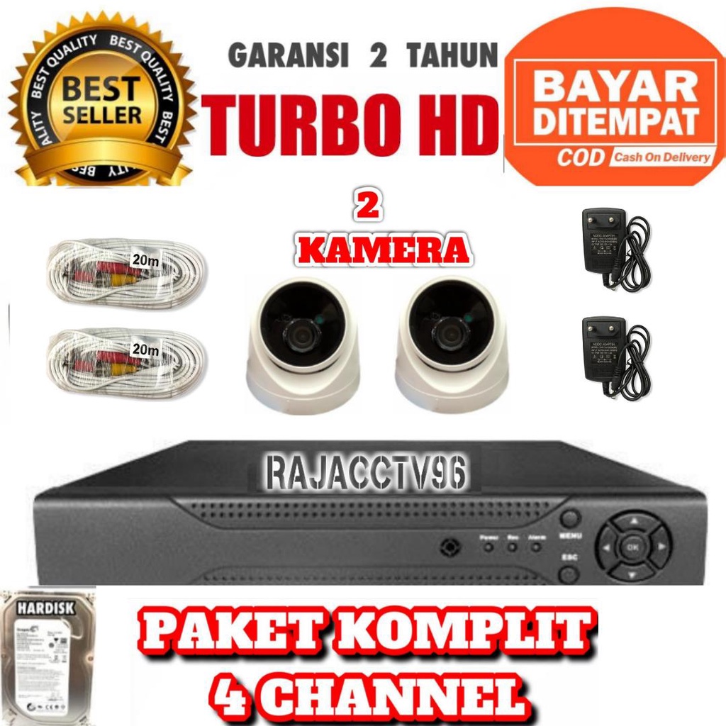 PAKET CCTV 4 CHANNEL 2 KAMERA 4CHENEL 2CAMERA 5MP 1080P IC SONY TURBO HD KOMPLIT TINGGAL PASANG