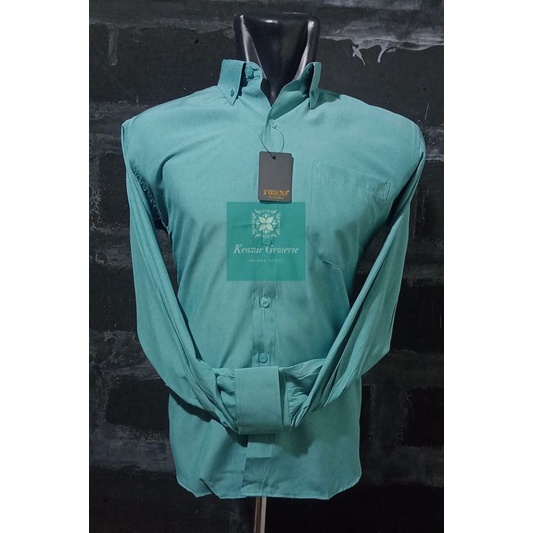 Kemeja Fusco/kemeja pria lengan panjang/kemeja polos  biru tosca