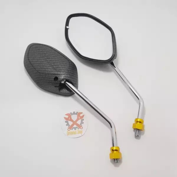 Spion Beat Karbon Tangkai Panjang chrome spion beat gagang chrome panjang untuk semua motor honda