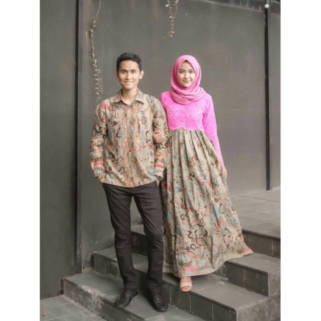 BATIK COUPLE GAMIS PINK PASANGAN ROMANTIS KONDANGAN