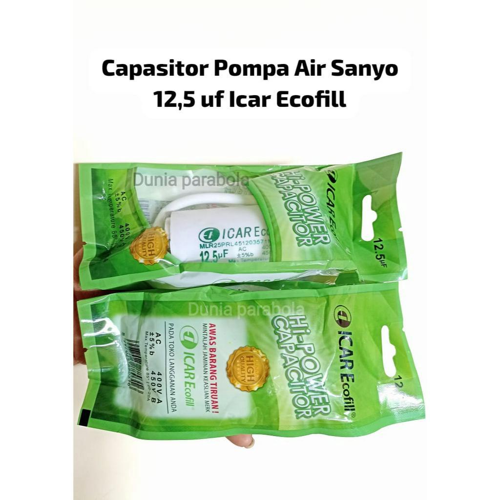 Kapasitor Bulat ICAR Ecofill 12,5 uf capasitor pompa air Sanyo mesin cuci Kompresor 12,5uf