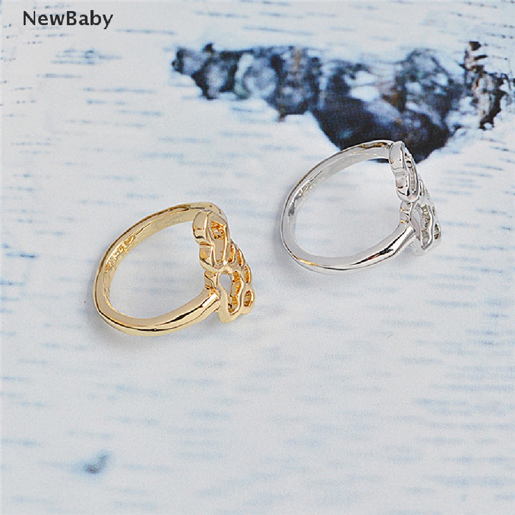 New Cincin Adjustable Motif Telapak Kaki Anjingtulisan Baby Always By My Heart Untuk Wanita