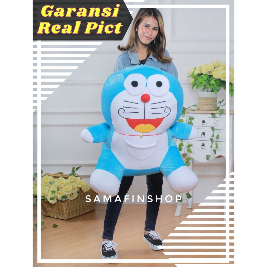 BONEKA DORAEMON EMON JUMBO BESAR GEDE MURAH TERMURAH LUCU LEMBUT 80cm BISA UKIR NAMA COD IMUT HALUS