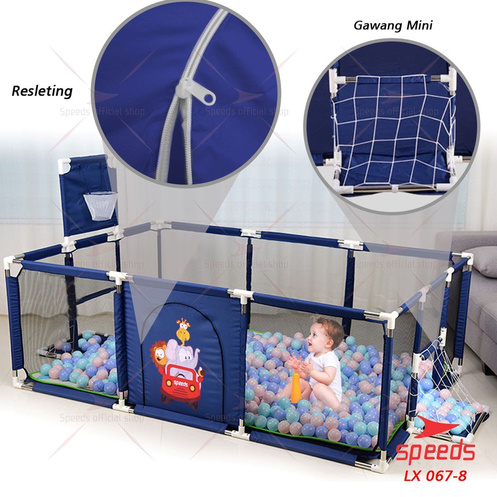SPEEDS Kolam Mandi Bola Keranjang Mandi Bola Mainan Tenda anak Playpen 067-8-6