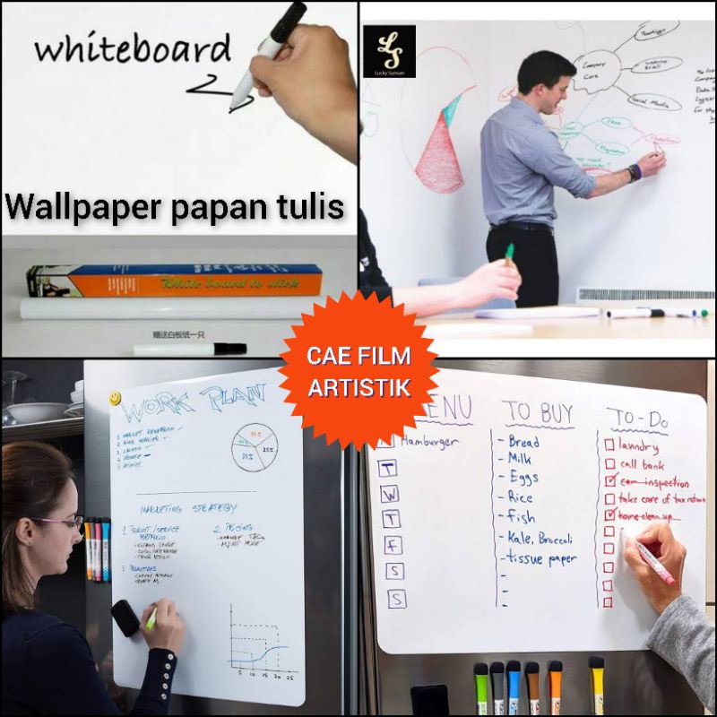 

White Board Stiker Wallpaper Papan Tulis Anak Warna Putih Glossy 120Cm x 50Cm