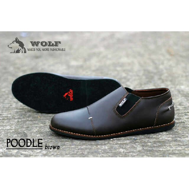 Sepatu pria casual wolf poodle kulit ori handmade