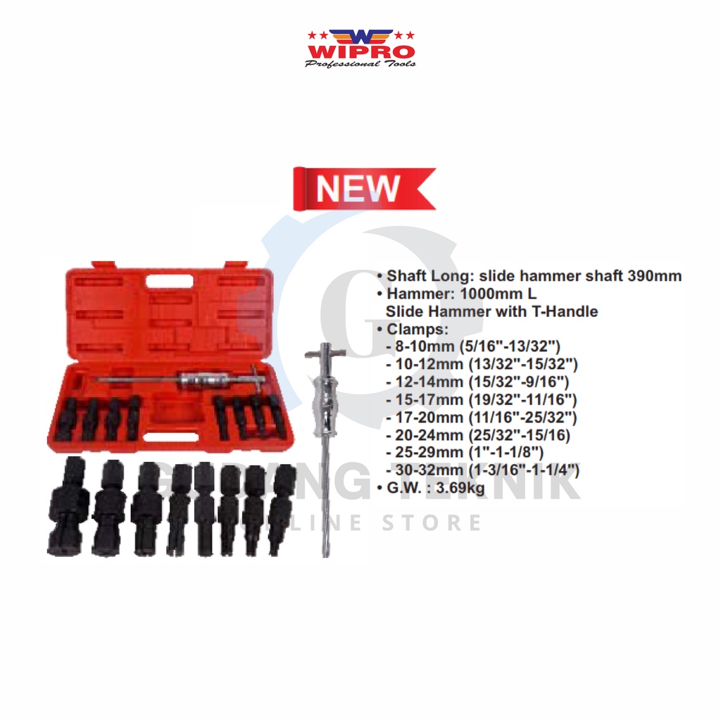 Internal Bearing Puller Hammer Set 9 Pcs WIPRO WPE-0028 / Alat Lepas Bearing Laker Puller WIPRO WPE0028 - WPE 0028 Wipro