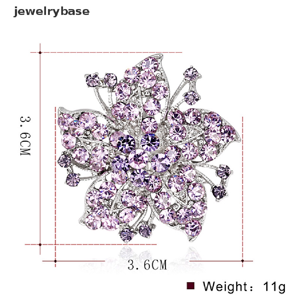 Bros Bentuk Bunga Besar Aksen Kristal Dan Berlian Imitasi Untuk Wanita