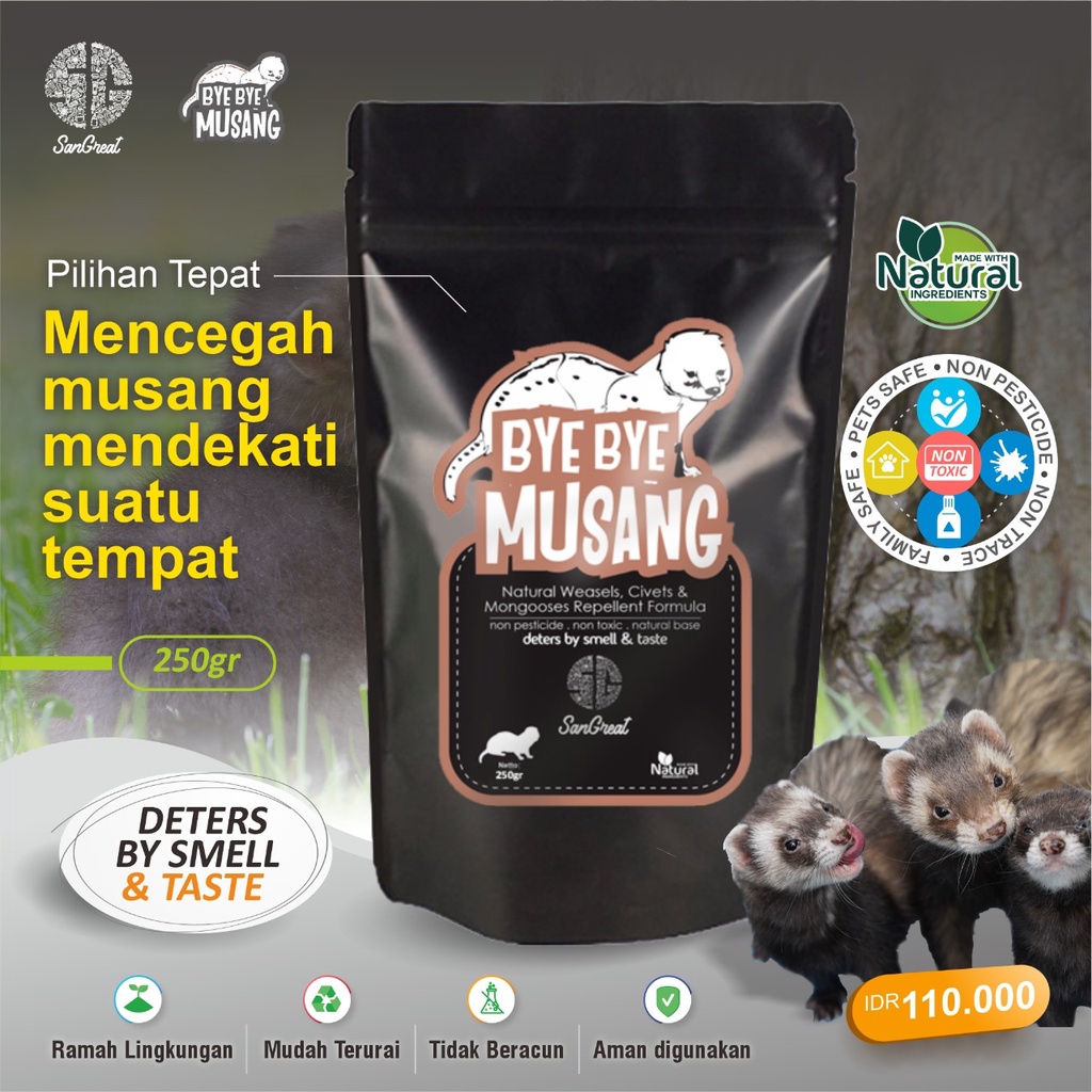 Pengusir Musang Gel SanGreat Bye Bye Musang Repellent non pestisida aman tidak mematikan 250 gr