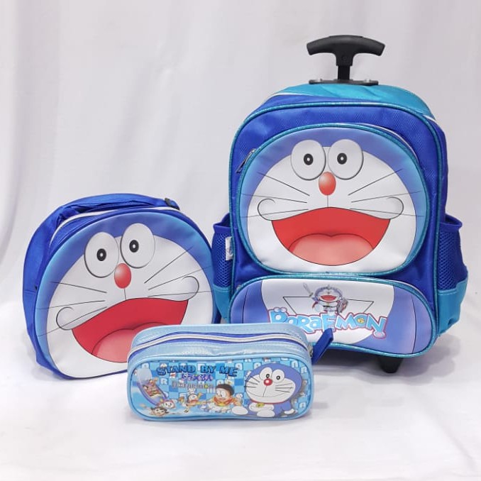 JOYELSY-PROMO TROLY SET 3IN1 TK DORAEMON NJ29,TAS MAKAN,TEMPAT PENSIL