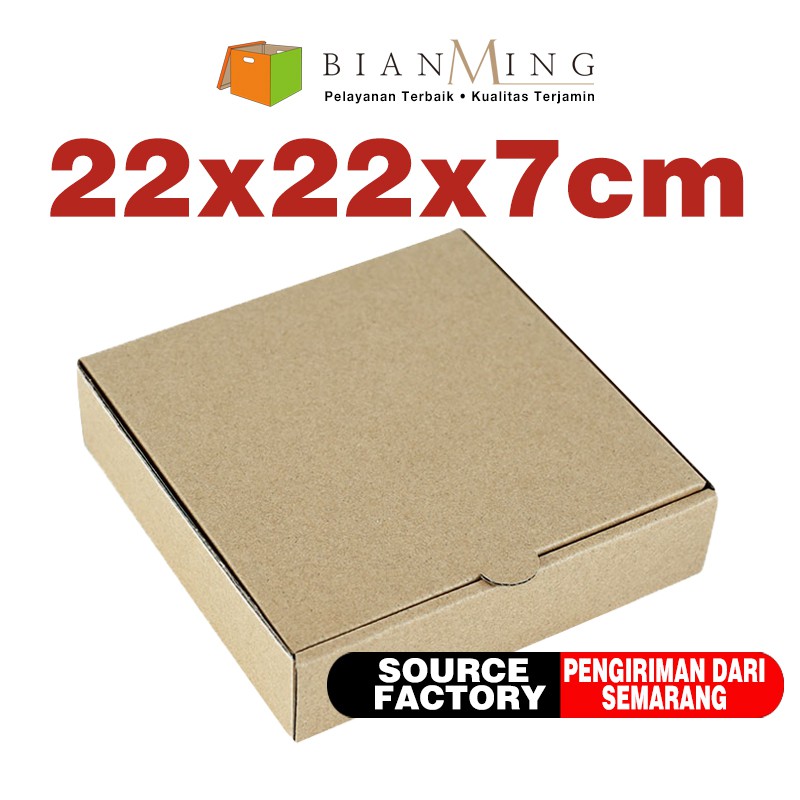 

(BianMing) Kardus Die Cut Box Kotak Packing Aksesoris Baju Makanan Pizza Hijab Kue dusbox dus packing kardus box / Box Pizza ukuran 22X22X7cm