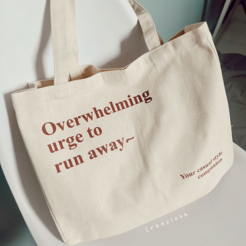 TOTEBAG KANVAS OVERWHELMING (crbn_cloth) Totebag quotes aesthetic