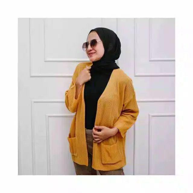cardigan rajut locy-cardy oversize-Mustard