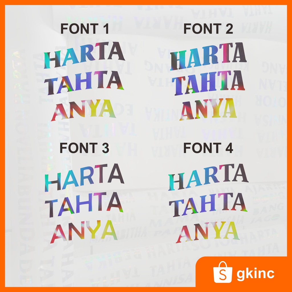 

STICKER CUTTING CUSTOM HOLOGRAM HARTA TAHTA SIAPA VIRAL BEBAS PILIH FONT HARGA MURAH