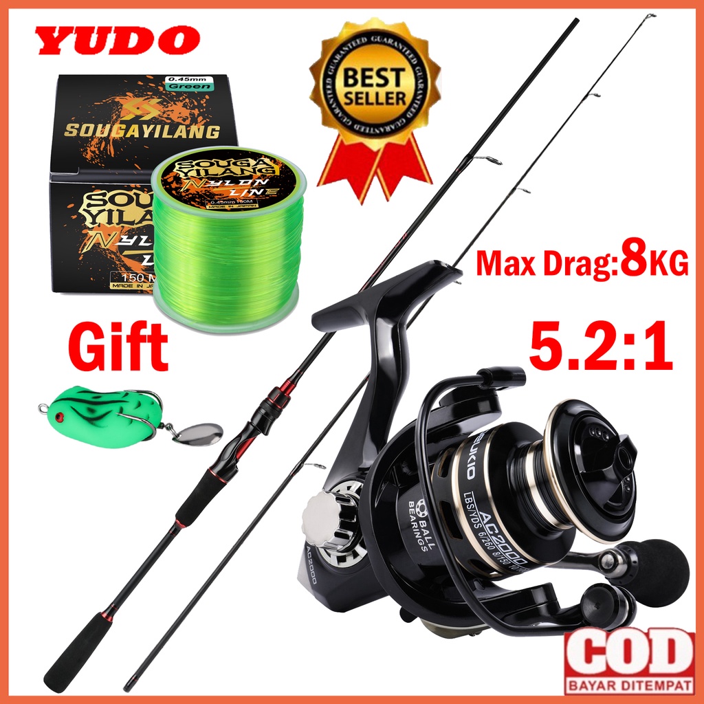 New YUDO Joran Pancing Set 1.8M/2.1M Joran and 5.2:1 Reel Pancing Combo