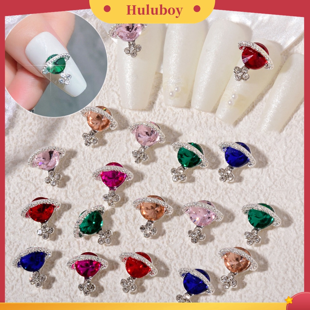 Huluboy Huluboy♡ 5 Pcs / Set Ornamen Kuku Efek Glitter 3D Warna-Warni Untuk Wanita