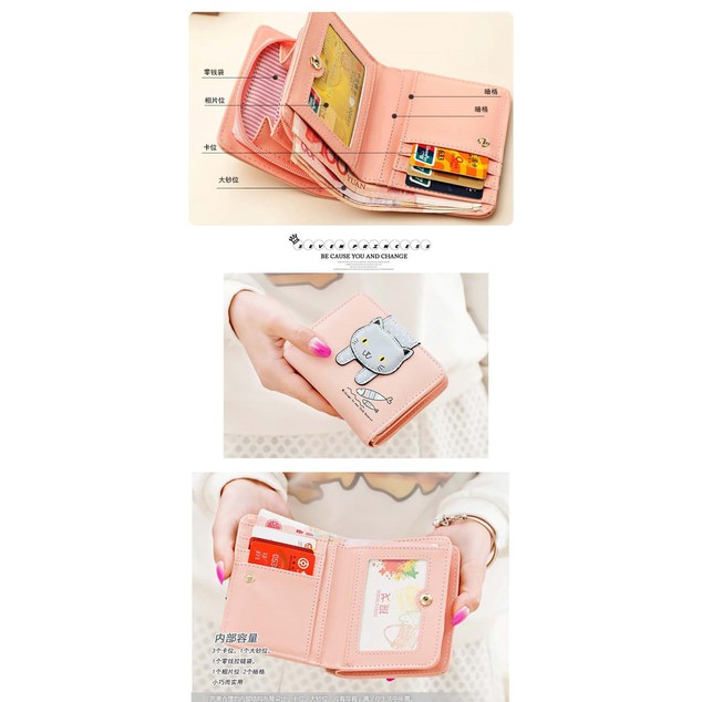 DF694 dompet import korea best quality leather kitty (pink)