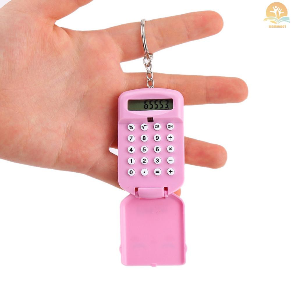 Mini Calculator Cute Cartoon with Keychain 8 Digits Display Portable Pocket Size Calculator for Children Students School Supplies