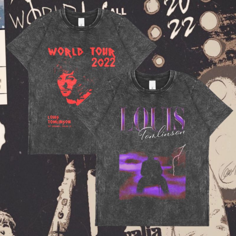 Nuchar - T-shirt Oversize Blackwash | Stonewash Louis Tomlinson World Tour 2022 | Kaos Merch Band Bo