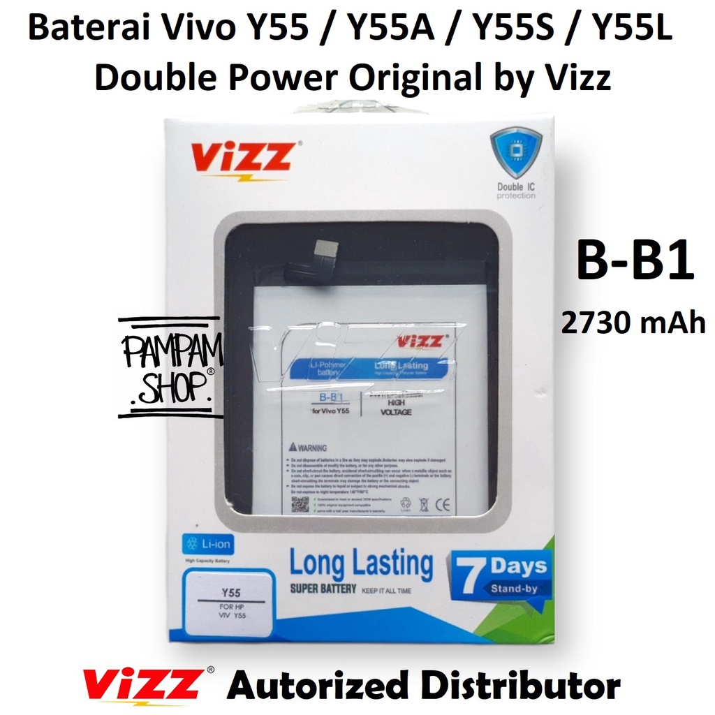 Baterai Vizz Double Power Vivo Y55 Y55A Y55S Y55L B-B1 BB1 Original Ori Batre Batrai Battery HP Handphone