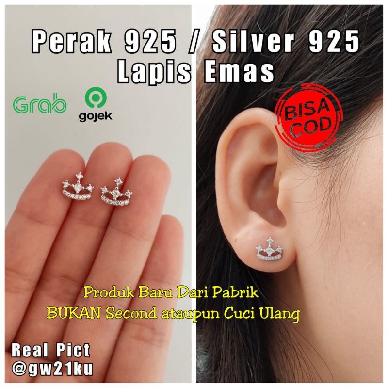 Giwang Perak Asli 925 Lapis Mas Putih Anting Perak 925 Anting Perak Asli 925 Anting Tusuk Anting 925