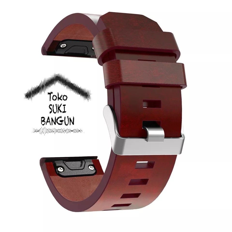 TALI JAM Garmin Fenix 7X 6X 5X Sapphire Pro Solar QUICK FIT PU Leather Kulit Watch Band 26mm