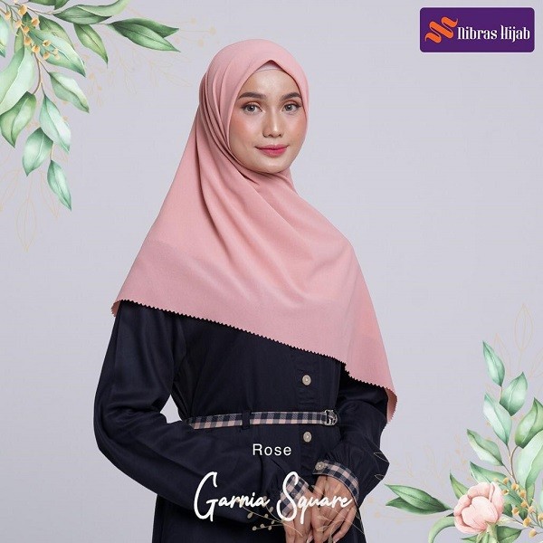 Garnia Square Nibras Hijab 17 Variasi Warna / Square Instan Jilbab Hijab Segiempat Segi Empat Polos-Rose
