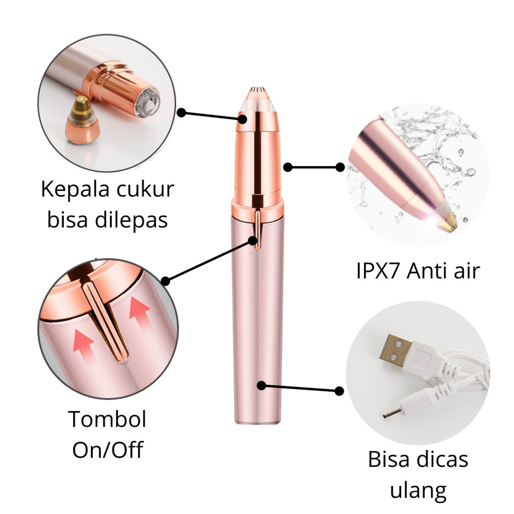 Eyebrow Trimmer Cukur Gunting Alis Elektrik Portable Wanita Travel