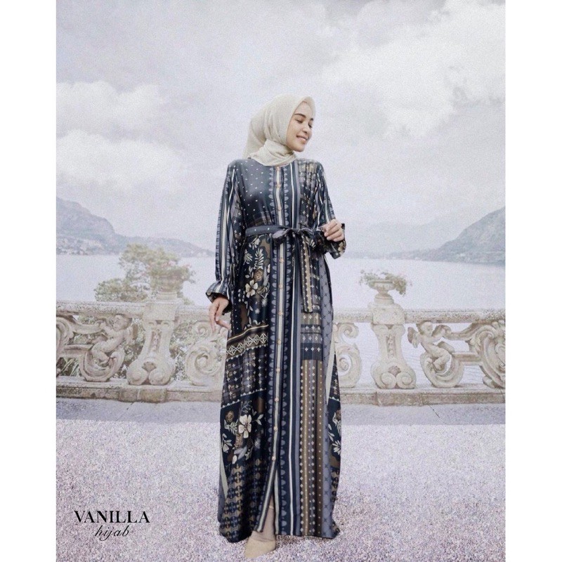 Binar Dress Navy by Vanilla Hijab size S