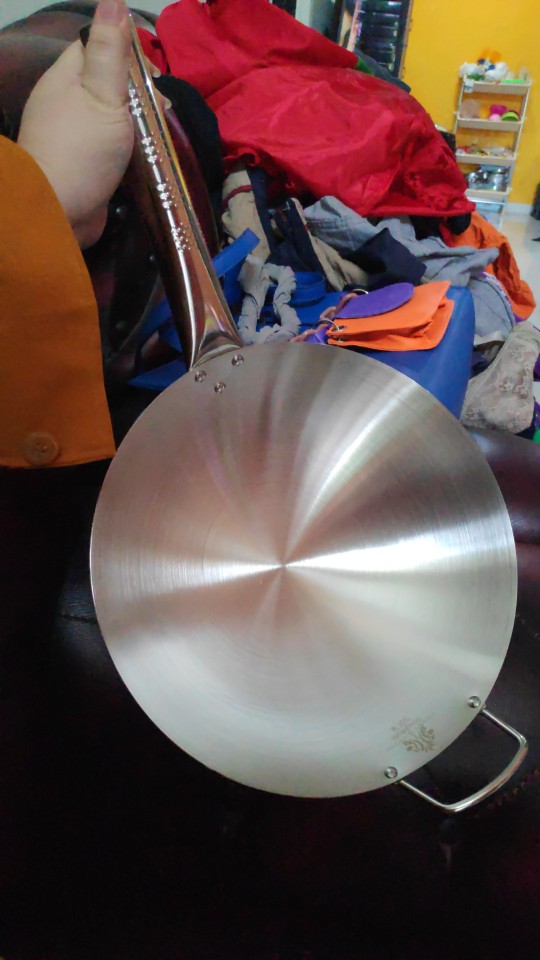 Wajan Penggorengan Kuali Wok Stainless Polos Gagang Panjang 30cm 32cm 34cm Wajan Enamel