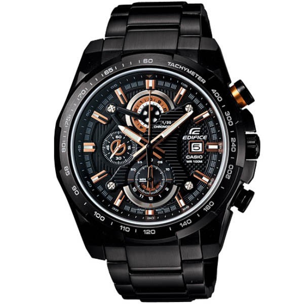 JAM TANGAN PRIA EDIFICE EFR-523BK-1AV EFR523BK-1A EFR 523BK 1A ANALOG BLACK STAINLESS STRAP